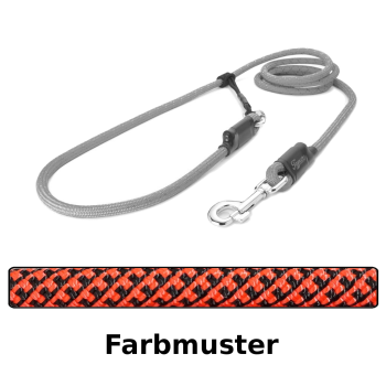 Preview: EASYLONG Hundeleine - L - 2m - orange und schwarz swirl